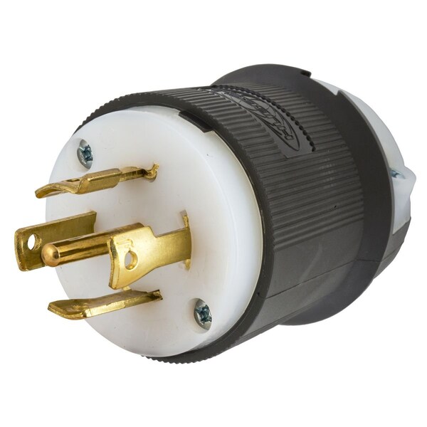 Locking Plug, L26-30P, 30 A, 240/415V AC, Three Phase, 4 Pole, Black, White